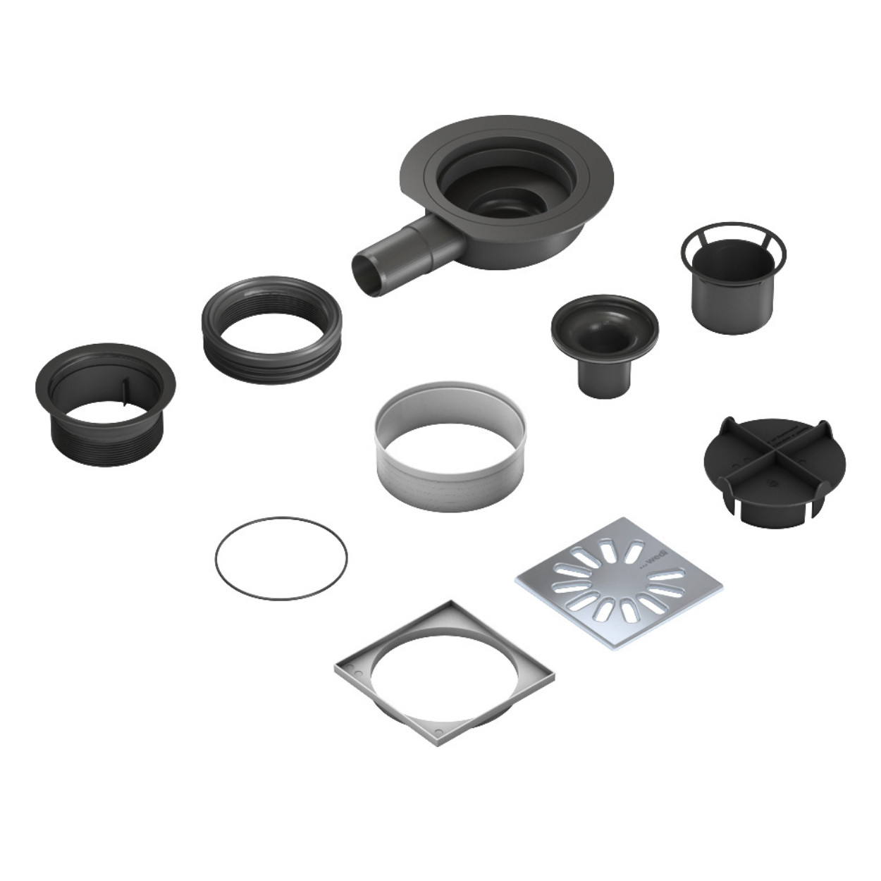Wedi Fundo Put afvoer horizontaal Mini Max DN-40 vierkant